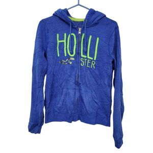 2/$20 Hollister Blue Classic Logo Zip Up Hoodie Jacket Size: Large